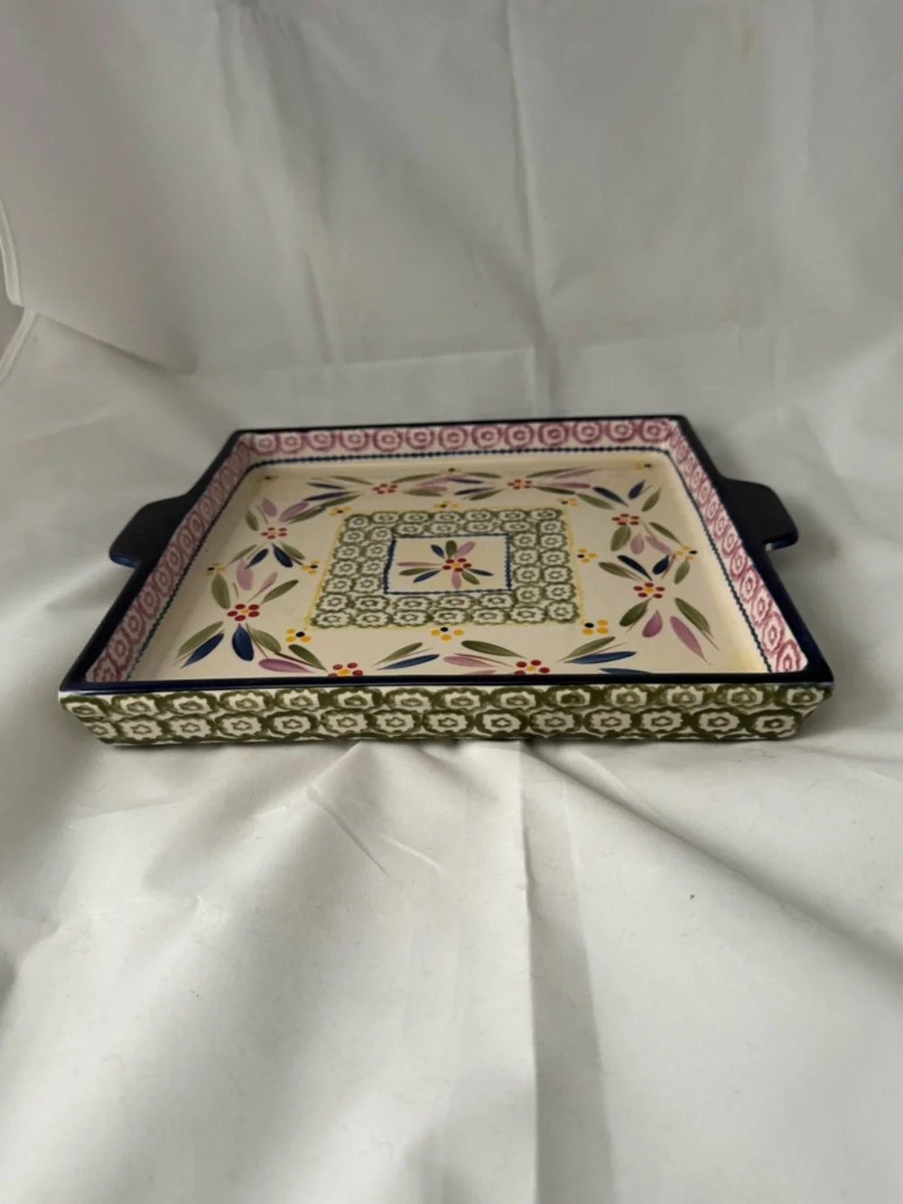 Temptations Old World Ceramic Serving Tray Floral Leaf Pattern